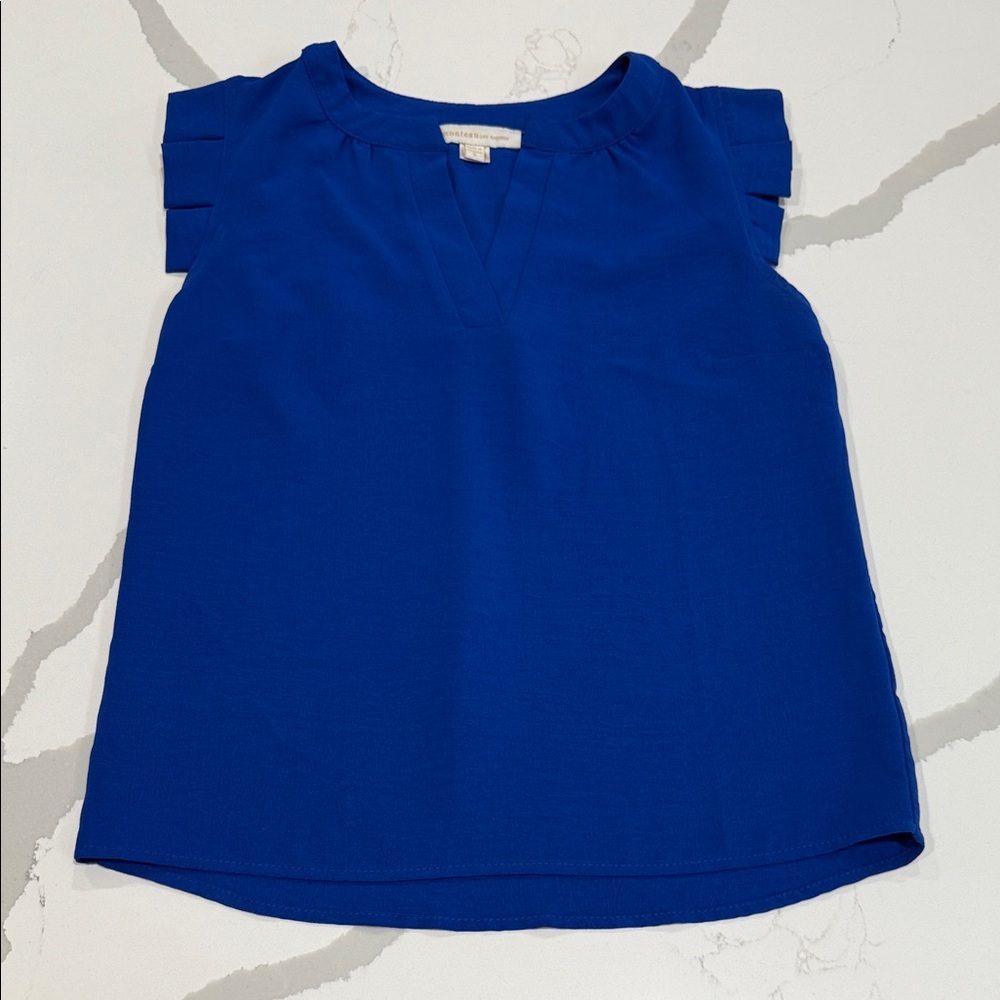 Beautiful Monteau Blue Cap Sleeve Blouse size Small